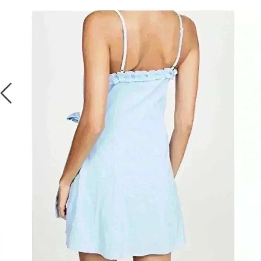 Lost + Wander Bella Ruffle Mini Dress In blue size M adjustable straps w/liner - Picture 3 of 12